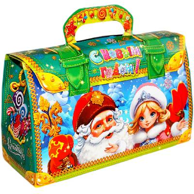 Сладкий новогодний подарок в картонной упаковке весом 800 грамм 