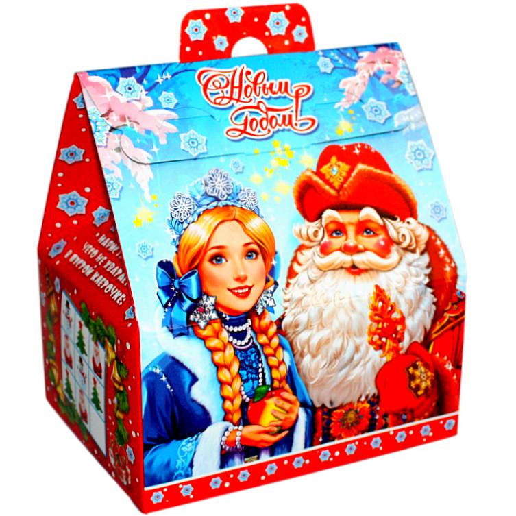 Сладкий подарок на Новый Год в картонной упаковке весом 700 грамм